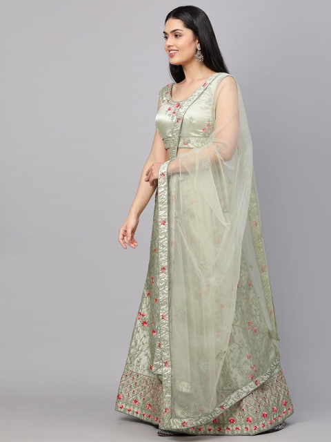 

Rajesh Silk Mills Green & Pink Semi-Stitched Lehenga & Unstitched Blouse With Dupatta