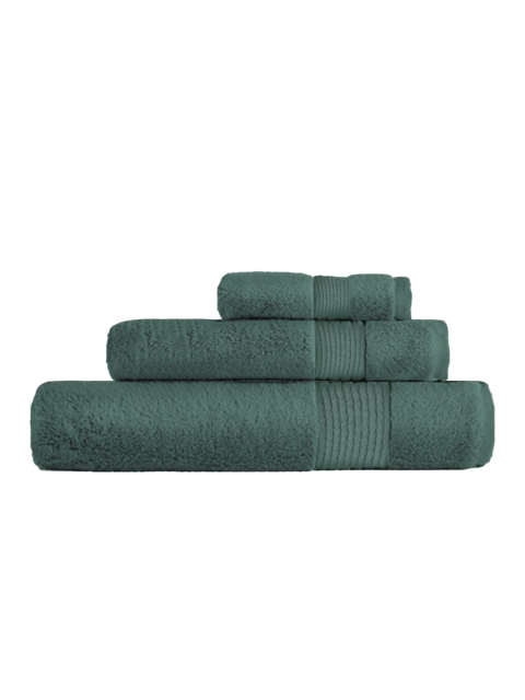 

AMOUVE Set Of 3 Green Solid 600 GSM Pure Organic Cotton Towel Set