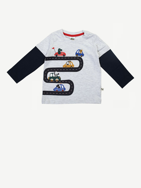 

Dream of Glory Inc Boys Grey Printed Organic Cotton Applique Outdoor T-shirt