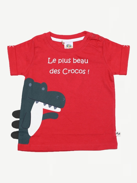 

Dream of Glory Inc Boys Red & White Printed Round Neck Organic Cotton T-shirt