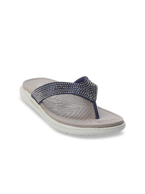 

Zyla Women Navy Blue Embellished Open Toe Flats