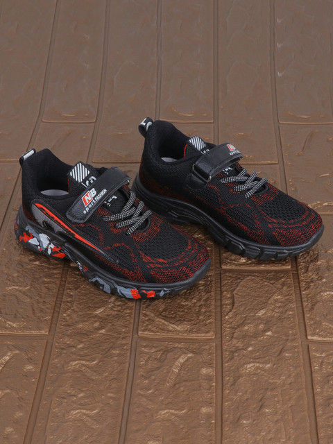 

FEETWELL SHOES Kids Black & Red Woven Design Sneakers