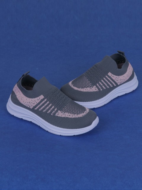 

FEETWELL SHOES Unisex Kids Charcoal Woven Design Slip-On Sneakers