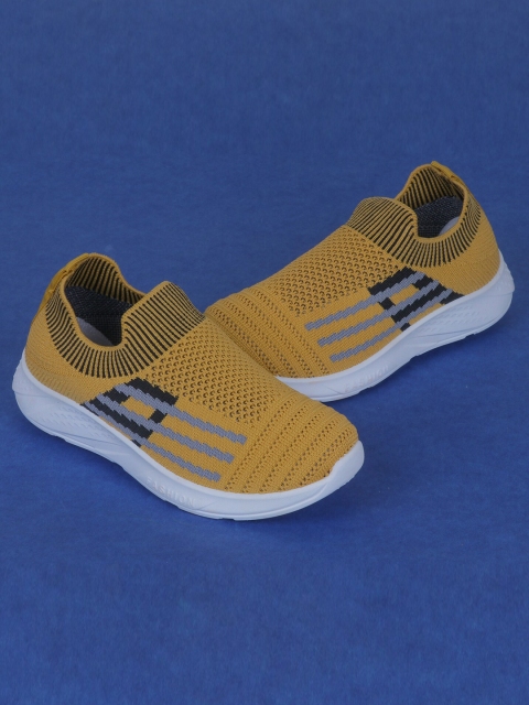 

FEETWELL SHOES Kids Tan Brown Striped Slip-On Sneakers