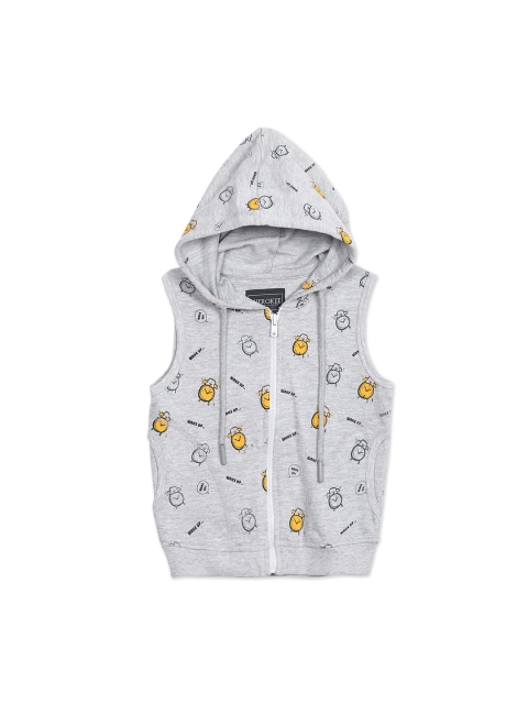 

Cherokee Boys Grey Yellow Puffer Hooded Printed Jacket