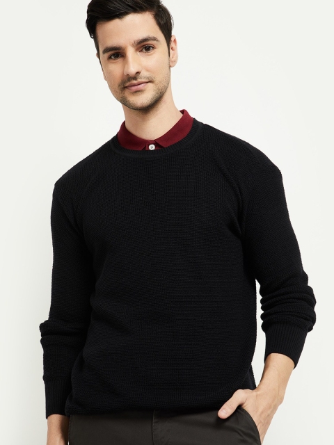 

max Men Black Pure Acrylic Pullover Sweater