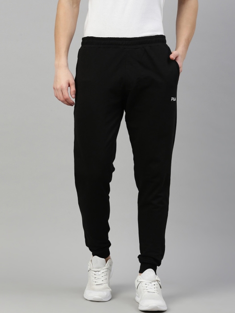 

FILA Men Black Solid Cotton Regular-Fit Joggers