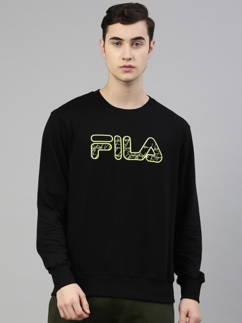 

FILA Men Blue & Green Brand Logo Printed Cotton Sweatshirt, Black