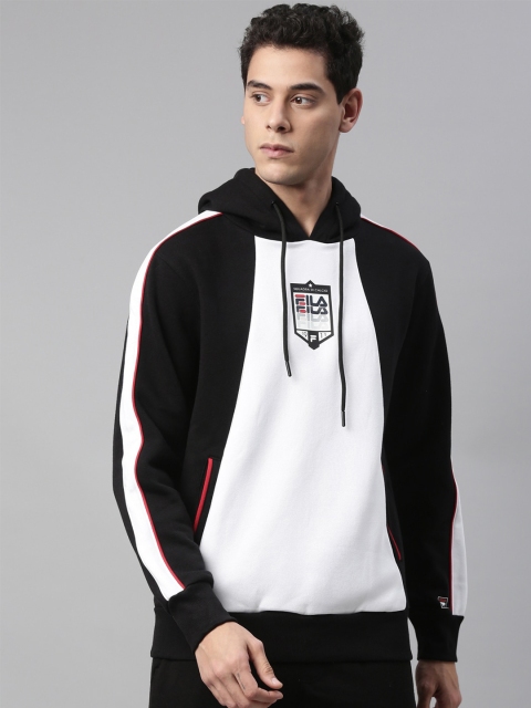 

FILA Men Black Colourblocked Hooded Running Sweatshirt