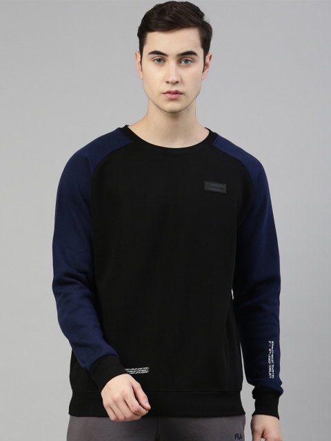

FILA Men Black Colourblocked Raglan Sleeves Sweatshirt