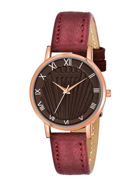 

Rage Enterprise Women Maroon Brass Dial & Red Leather Straps Analogue Watch RW858MR