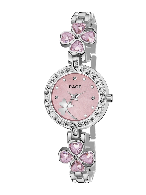 

Rage Enterprise Women Pink Brass Printed Dial & Silver Toned Stainless Steel Bracelet Style Straps Analogue Watch
