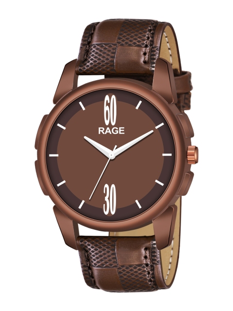 

Rage Enterprise Men Brown Embellished Dial & Brown Leather Straps Analogue Watch RW751BR