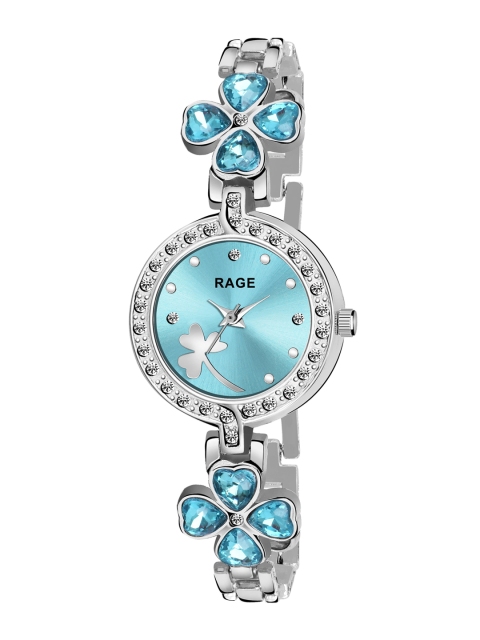 

Rage Enterprise Women Blue Embellished Dial & Silver Bracelet Style Straps Watch RW822SB