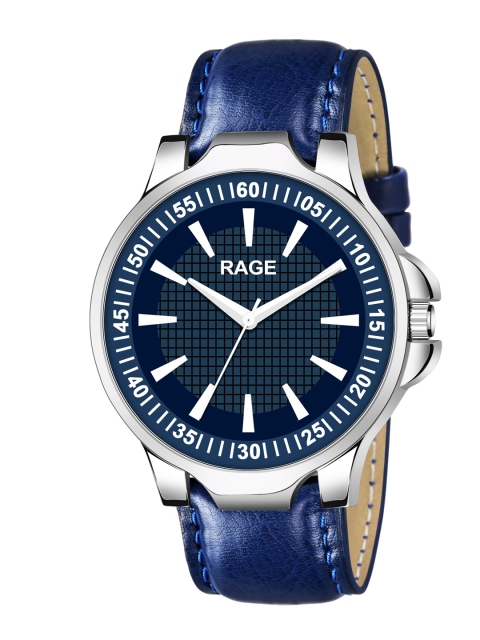 

Rage Enterprise Men Blue Dial & Blue Leather Bracelet Style Straps Analogue Watch RW750B