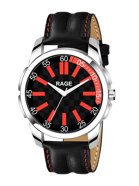 

Rage Enterprise Men Black Dial & Black Leather Straps Analogue Watch -RW753B