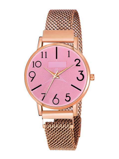 

Rage Enterprise Women Pink Brass Dial & Rose Gold Toned Bracelet Style Straps Analogue Watch RW860P