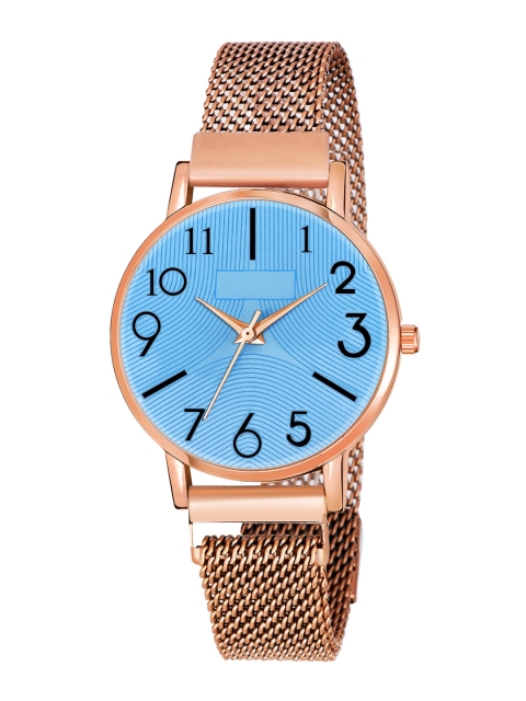 

Rage Enterprise Women Blue Brass Dial & Rose Gold Toned Bracelet Style Straps Analogue Watch RW860BL