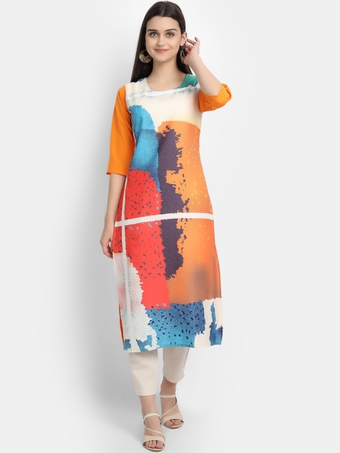 

KALINI Women Multicoloured Printed Thread Work Crepe Kurta, Multi