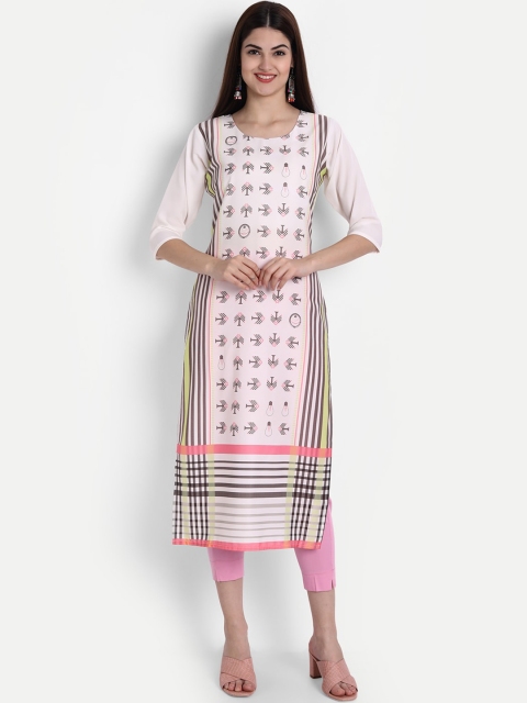 

KALINI Woman White Geometric Printed Crepe Kurta