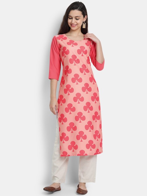 

KALINI Women Pink Floral Printed Crepe Kurta