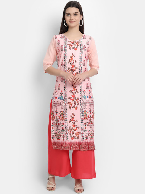 

KALINI Woman Pink Ethnic Motifs Printed Crepe Kurta