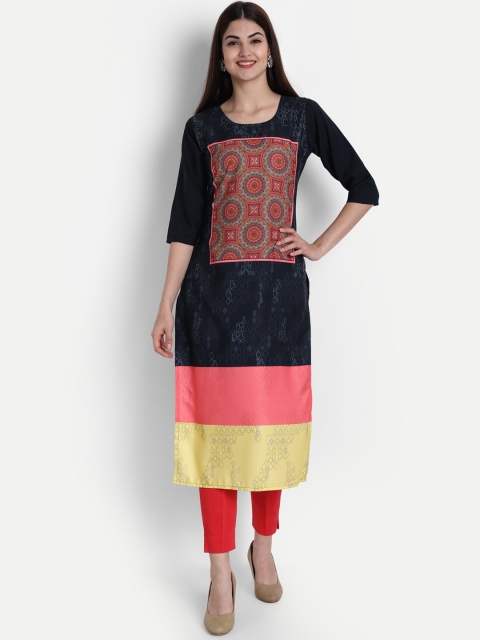 

KALINI Women Multicoloured Ethnic Motifs Printed Crepe Kurta, Multi