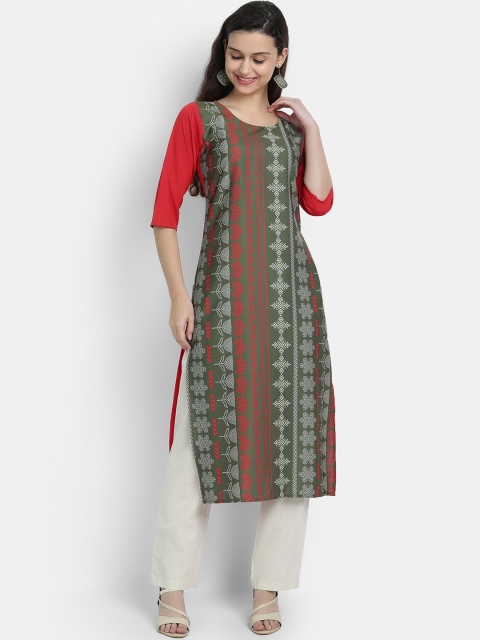 

KALINI Women Green Ethnic Motifs Crepe Kurta