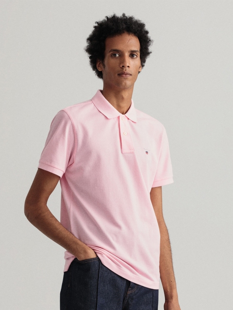 

GANT Men Pink Polo Collar Cotton T-shirt