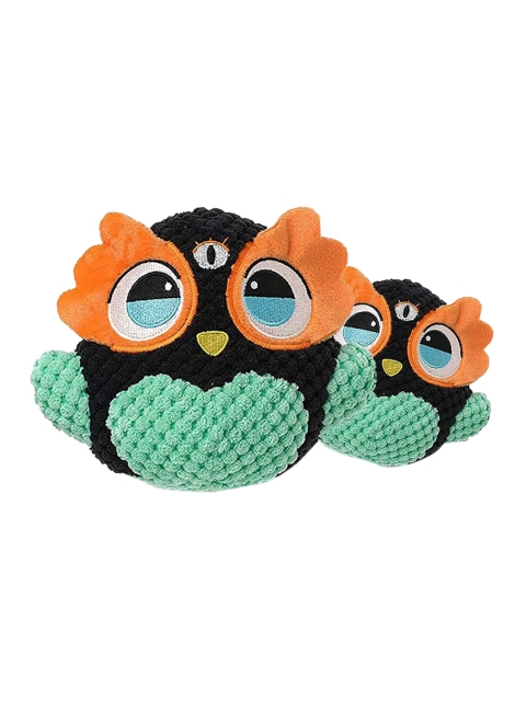 

Pawsindia Black & Green Cotton Sleepy Plush Dog Toys With Squeaker