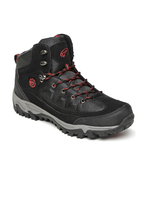 

Boltio Men Black High Top Trekking Shoes