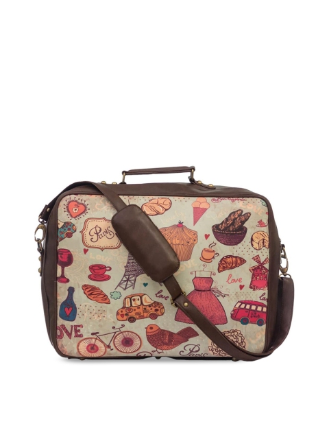 

BandBox Red Printed PU Structured Satchel with Applique