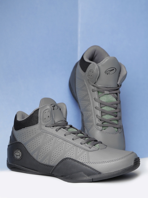 

Boltio Men Grey & Black Colourblocked Basketball Shoes