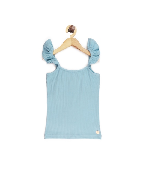 

Stupid Cupid Blue Flutter Sleeves Regular Fit Top
