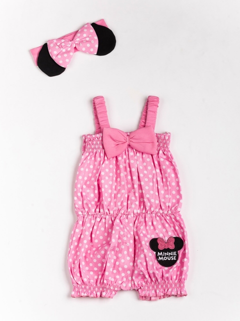 

BFF Girls Pink & White Printed Cotton Jumpsuit With Hairband