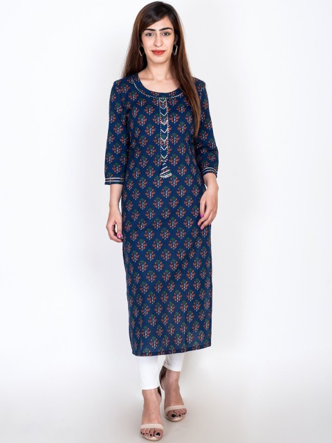 

Swasti Women Blue Ethnic Motifs Printed Floral Kurta