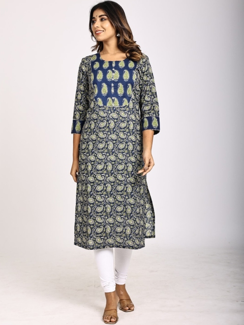 

Swasti Women Blue Paisley Printed Floral Kurta
