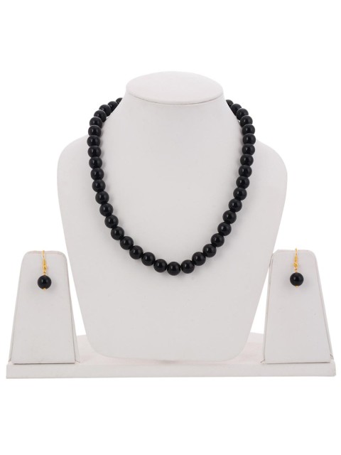 

Tistabene Gold-Plated Black Beaded Jewellery Set