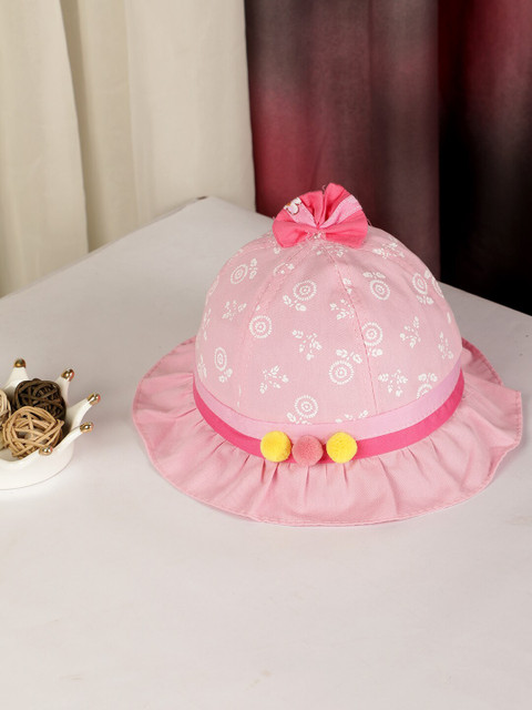 

PASSION PETALS Girls Pink & White Printed Beanie Cap