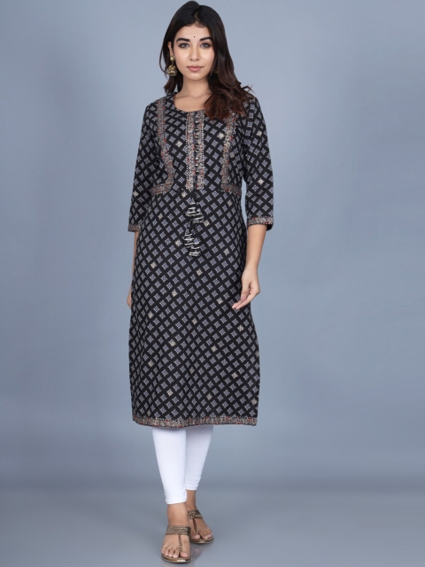 

Swasti Women Black & White Geometric Printed Kurta