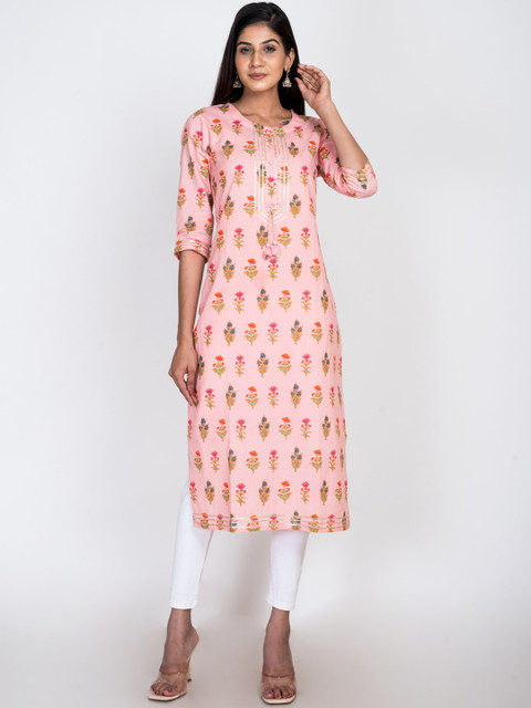 

Swasti Women Pink Ethnic Motifs Printed Straight Kurta
