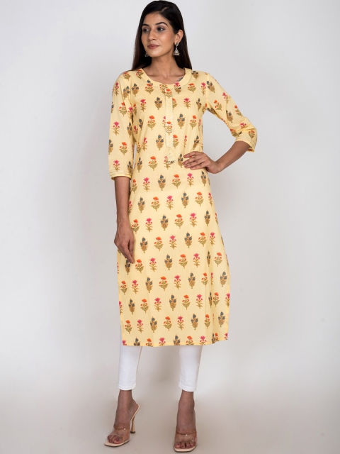 

Swasti Women Yellow & Green Floral Printed Floral Kurta