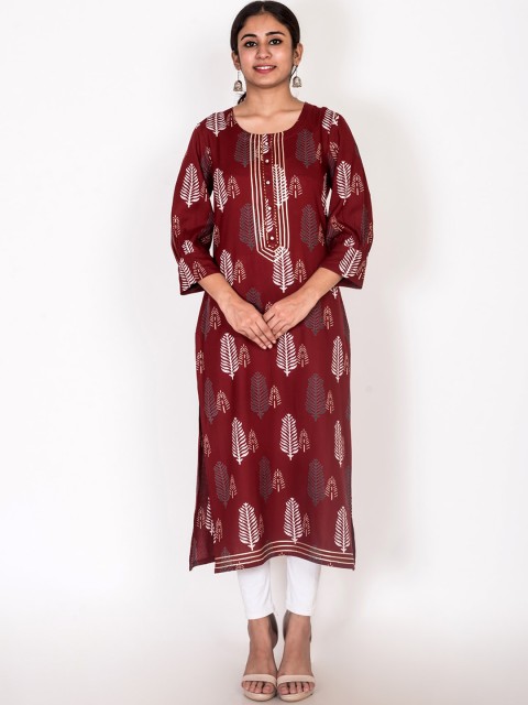 

Swasti Women Maroon Ethnic Motifs Printed Kurta