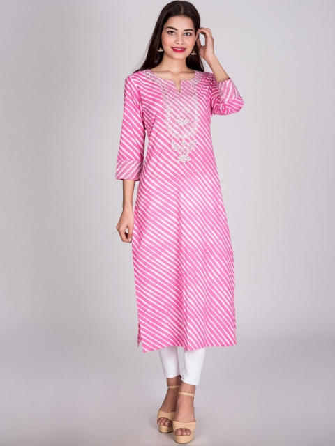 

Swasti Women Pink Chevron Printed Kurta