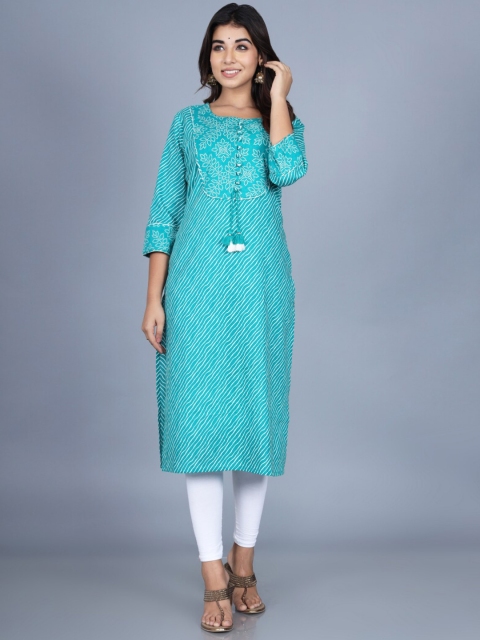 

Swasti Women Turquoise Blue Printed Flared Sleeves Anarkali Kurta