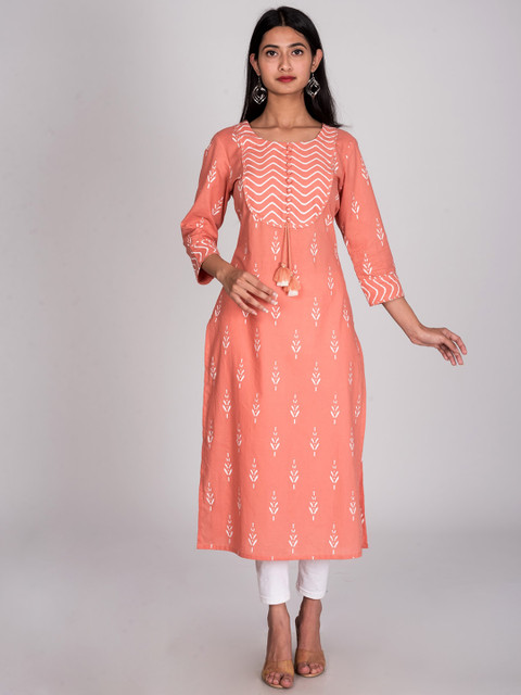 

Swasti Women Peach-Coloured Printed Kurta