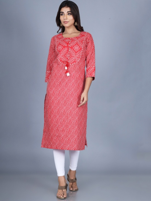 

Swasti Women Red Striped Kurta