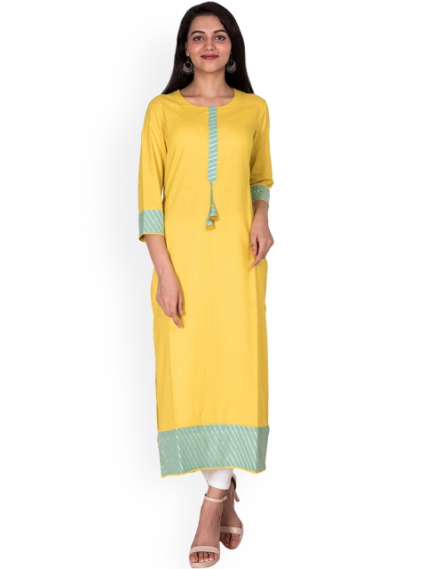 

Swasti Women Yellow Solid Straight Kurta