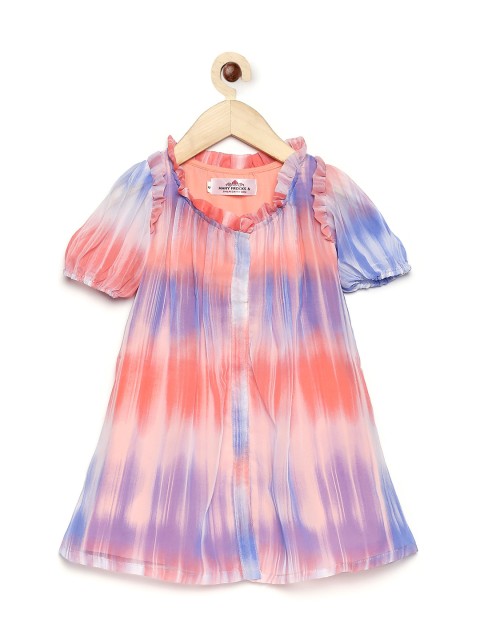 

MANY FROCKS & Multicoloured Tie and Dye Dyed Georgette A-Line Dress, Multi