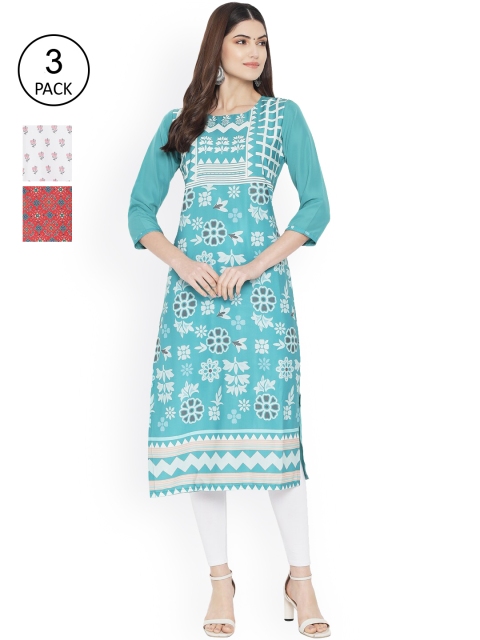 

Ethnic basket Women Multicoloured Ethnic Motifs Printed Mirror Work Floral Crepe Kurta, Multi
